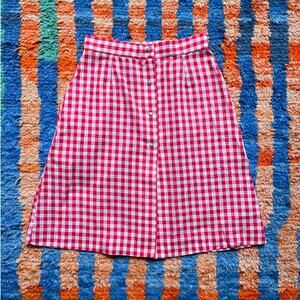 Vtg 60s SPECTATOR Red Gingham Midi Skirt A Line Retro Cottage Coquette Sz S
